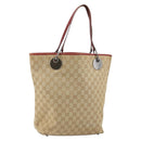 GUCCI GG Canvas Tote Bag Beige Silver 120836 Auth 145766-1