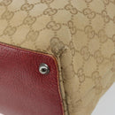 GUCCI GG Canvas Tote Bag Beige Silver 120836 Auth 145766-9