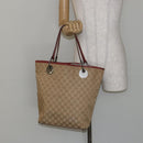 GUCCI GG Canvas Tote Bag Beige Silver 120836 Auth 145766-21