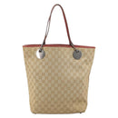GUCCI GG Canvas Tote Bag Beige Silver 120836 Auth 145766-2