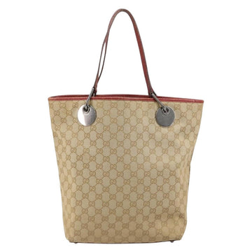 GUCCI GG Canvas Tote Bag Beige Silver 120836 Auth 145766 - 0