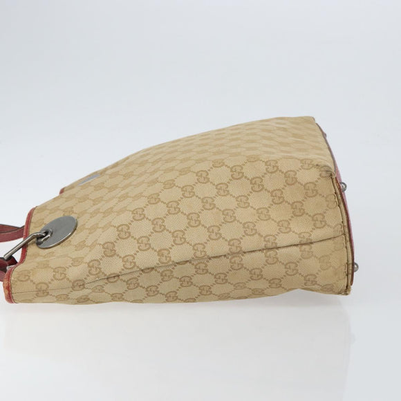 GUCCI GG Canvas Tote Bag Beige Silver 120836 Auth 145766