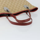 GUCCI GG Canvas Tote Bag Beige Silver 120836 Auth 145766-7