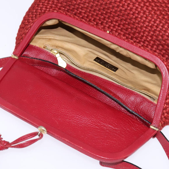 BOTTEGA VENETA Shoulder Bag Wool Red Auth 145768