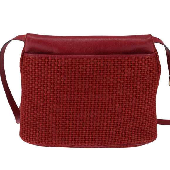 BOTTEGA VENETA Shoulder Bag Wool Red Auth 145768
