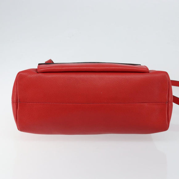 CELINE Circle Hand Bag Leather 2way Red Auth 145769