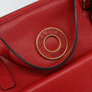 CELINE Circle Hand Bag Leather 2way Red Auth 145769-19