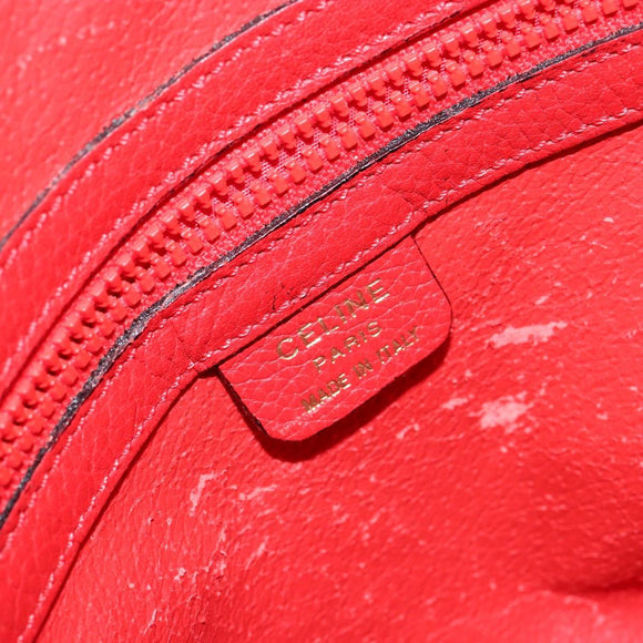 CELINE Circle Hand Bag Leather 2way Red Auth 145769