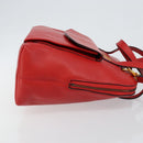 CELINE Circle Hand Bag Leather 2way Red Auth 145769-3