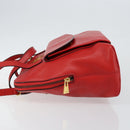 CELINE Circle Hand Bag Leather 2way Red Auth 145769-4