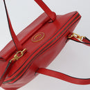 CELINE Circle Hand Bag Leather 2way Red Auth 145769-6