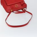 CELINE Circle Hand Bag Leather 2way Red Auth 145769-8