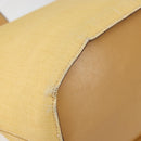 CELINE Circle Shoulder Bag Canvas Leather Beige Auth 145770-15