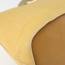 CELINE Circle Shoulder Bag Canvas Leather Beige Auth 145770-17