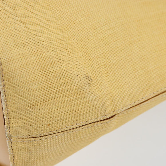 CELINE Circle Shoulder Bag Canvas Leather Beige Auth 145770