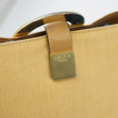 CELINE Circle Shoulder Bag Canvas Leather Beige Auth 145770-10