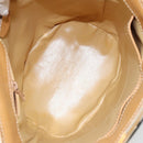 CELINE Circle Shoulder Bag Canvas Leather Beige Auth 145770-11