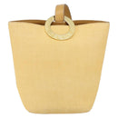 CELINE Circle Shoulder Bag Canvas Leather Beige Auth 145770-13