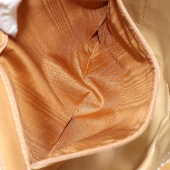 CELINE Circle Shoulder Bag Canvas Leather Beige Auth 145770