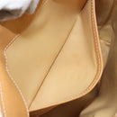 CELINE Circle Shoulder Bag Canvas Leather Beige Auth 145770-22