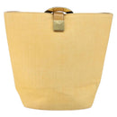 CELINE Circle Shoulder Bag Canvas Leather Beige Auth 145770-2