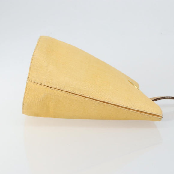 CELINE Circle Shoulder Bag Canvas Leather Beige Auth 145770