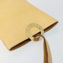 CELINE Circle Shoulder Bag Canvas Leather Beige Auth 145770-6