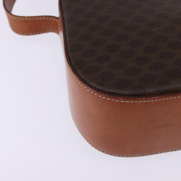 CELINE Macadam Canvas Shoulder Bag PVC Leather Brown Gold Auth 145772