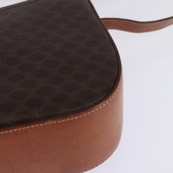 CELINE Macadam Canvas Shoulder Bag PVC Leather Brown Gold Auth 145772