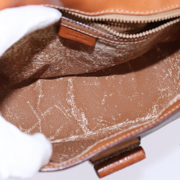 CELINE Macadam Canvas Shoulder Bag PVC Leather Brown Gold Auth 145772