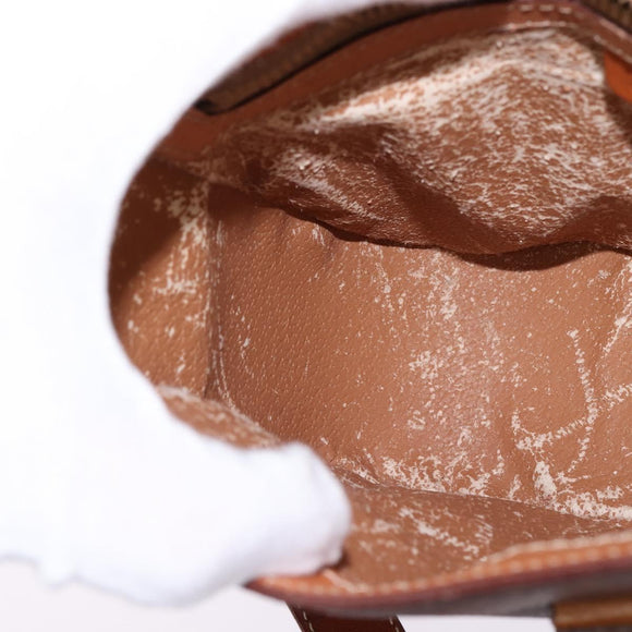 CELINE Macadam Canvas Shoulder Bag PVC Leather Brown Gold Auth 145772