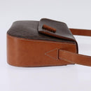 CELINE Macadam Canvas Shoulder Bag PVC Leather Brown Gold Auth 145772-4