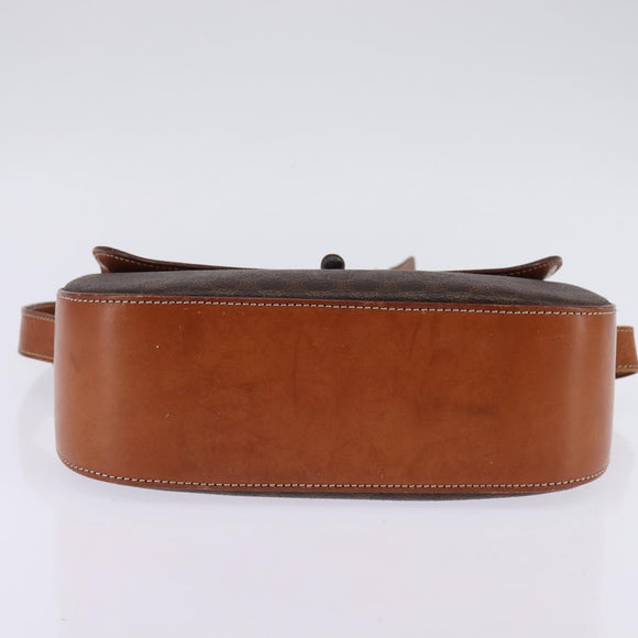 CELINE Macadam Canvas Shoulder Bag PVC Leather Brown Gold Auth 145772