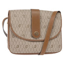 Christian Dior Honeycomb Canvas Shoulder Bag PVC Beige Gold Auth 145774-1