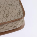 Christian Dior Honeycomb Canvas Shoulder Bag PVC Beige Gold Auth 145774-16