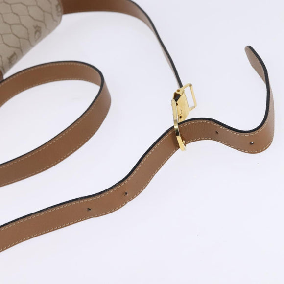 Christian Dior Honeycomb Canvas Shoulder Bag PVC Beige Gold Auth 145774