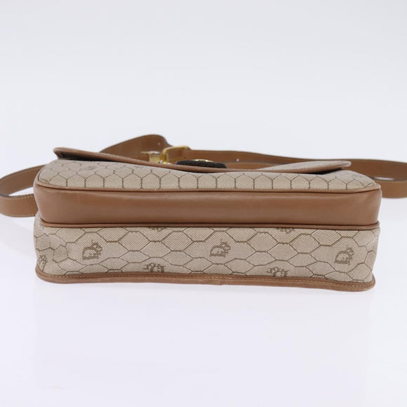 Christian Dior Honeycomb Canvas Shoulder Bag PVC Beige Gold Auth 145774