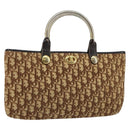 Christian Dior Trotter Canvas Tote Bag Brown Gold Auth 145775-1