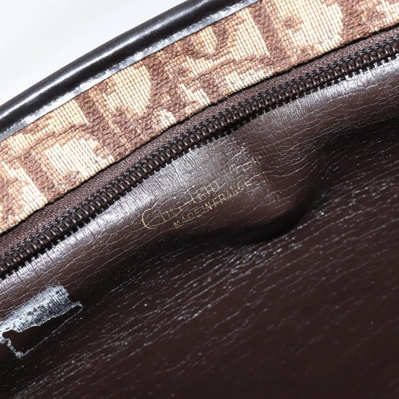 Christian Dior Trotter Canvas Tote Bag Brown Gold Auth 145775