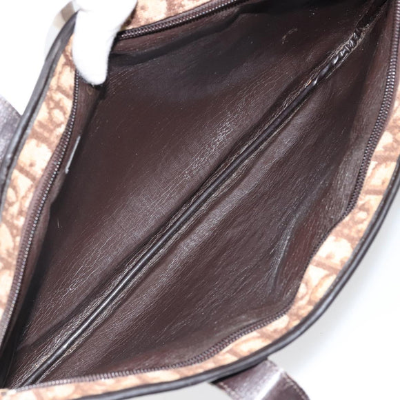 Christian Dior Trotter Canvas Tote Bag Brown Gold Auth 145775