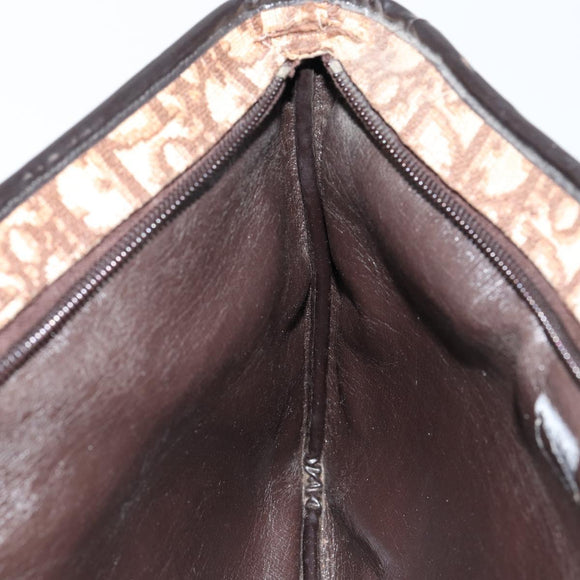 Christian Dior Trotter Canvas Tote Bag Brown Gold Auth 145775