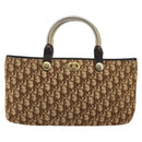 Christian Dior Trotter Canvas Tote Bag Brown Gold Auth 145775-13