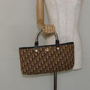 Christian Dior Trotter Canvas Tote Bag Brown Gold Auth 145775-20