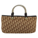 Christian Dior Trotter Canvas Tote Bag Brown Gold Auth 145775-2