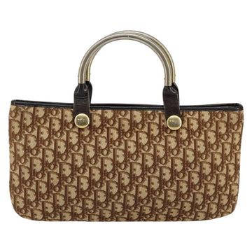 Christian Dior Trotter Canvas Tote Bag Brown Gold Auth 145775 - 0