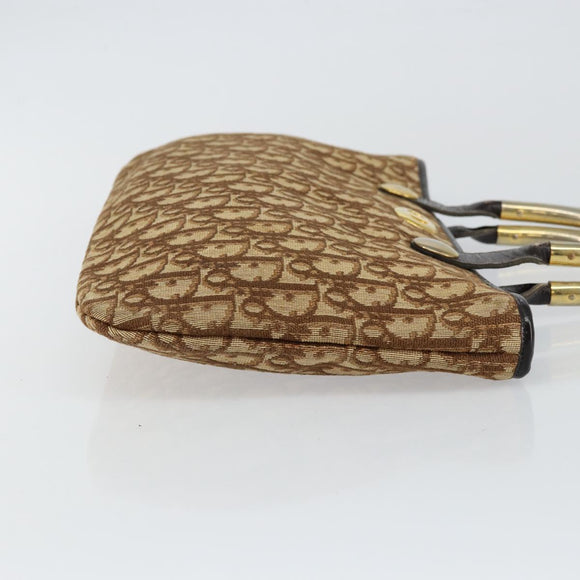 Christian Dior Trotter Canvas Tote Bag Brown Gold Auth 145775