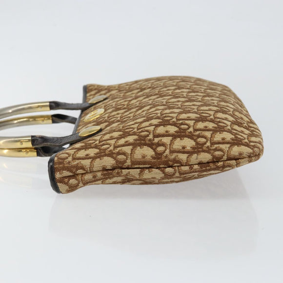 Christian Dior Trotter Canvas Tote Bag Brown Gold Auth 145775