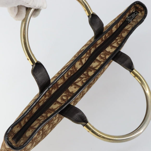 Christian Dior Trotter Canvas Tote Bag Brown Gold Auth 145775