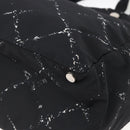 CHANEL Travel line Tote Bag Nylon Black White CC Auth 145777-9