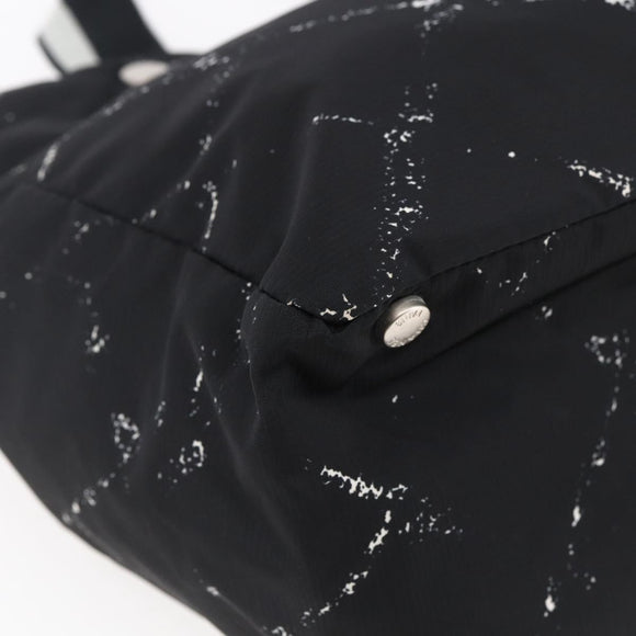 CHANEL Travel line Tote Bag Nylon Black White CC Auth 145777